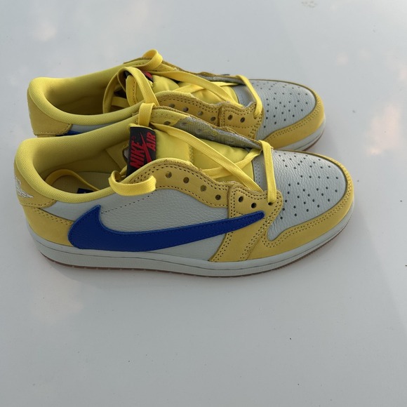 Nike Air Jordan 1 Low Shoes Womens Size 5.5 Canary Blue Travis Scott DZ4137-700 - Picture 1 of 8